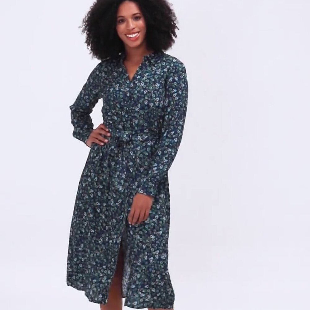 Joules Aurelie Long Sleeve Midi Shirtdress, US Size 10,  100% viscose